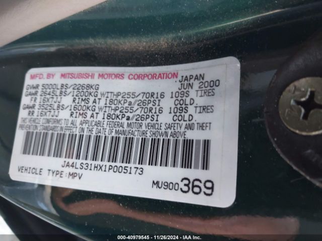 2001 MITSUBISHI MONTERO SPORT JA4LS31HX1P005173 Photo 8