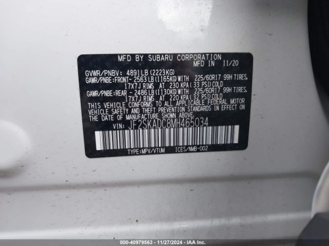 JF2SKADC8MH465034 Subaru Forester