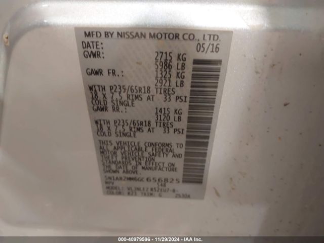 5N1AR2MM6GC656825 Nissan Pathfinder Sv