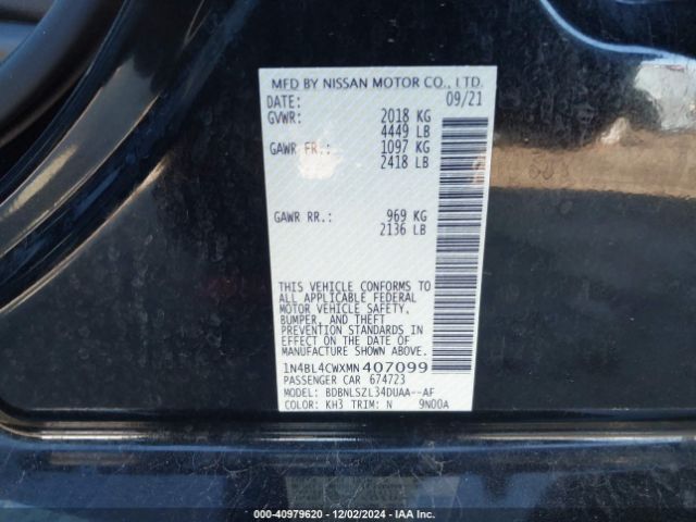 1N4BL4CWXMN407099 Nissan Altima Sr Intelligent Awd
