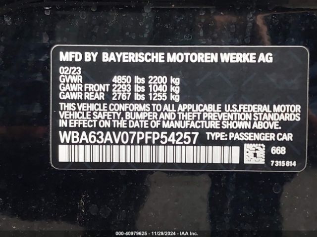 WBA63AV07PFP54257 BMW 430i Gran Coupe