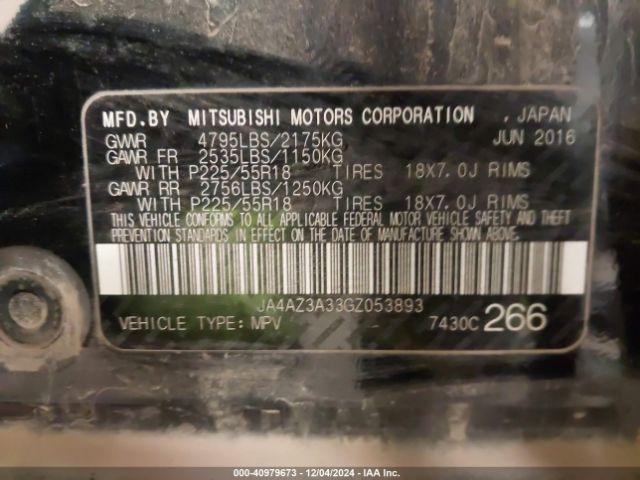 JA4AZ3A33GZ053893 Mitsubishi Outlander Se