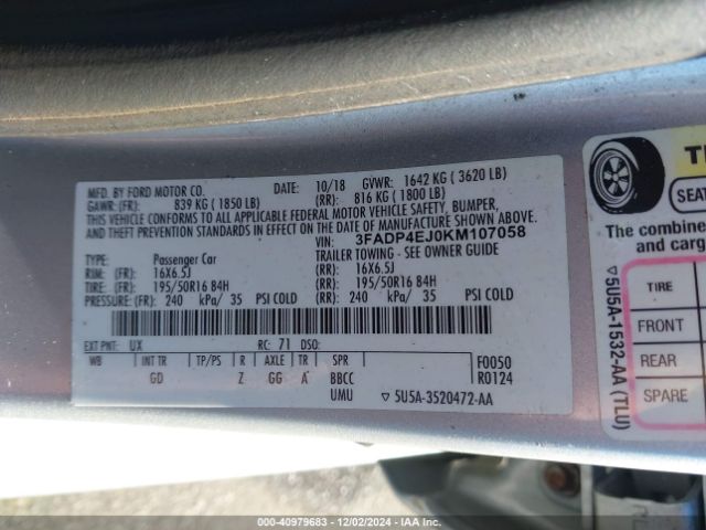 3FADP4EJ0KM107058 Ford FIESTA SE