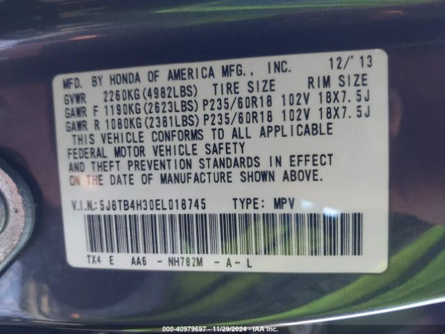 5J8TB4H30EL018745 Acura RDX