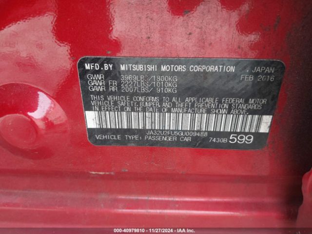 JA32U2FU5GU009488 Mitsubishi LANCER ES