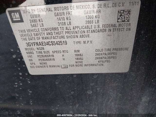 2012 CADILLAC SRX 3GYFNAE34CS542519 Photo 8