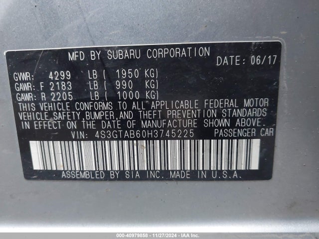Subaru Impreza 2.0i Premium 2017 4S3GTAB60H3745225 Image 9