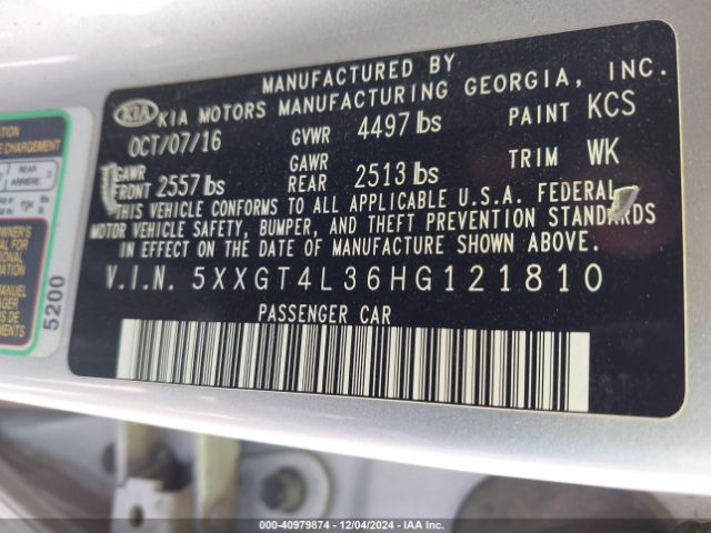 5XXGT4L36HG121810 KIA Optima Lx