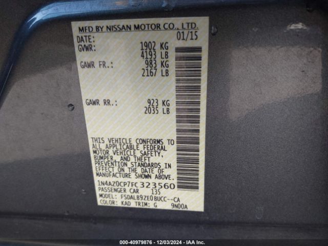 1N4AZ0CP7FC323560 Nissan LEAF S