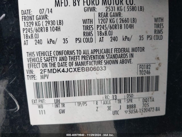 Ford EDGE SEL 2014 2FMDK4JCXEBB06033 Image 9