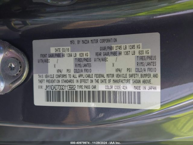 JM1NDAD70G0113982 Mazda Mx-5 Miata Grand Touring