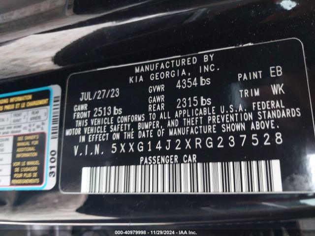 5XXG14J2XRG237528 KIA K5 LXS