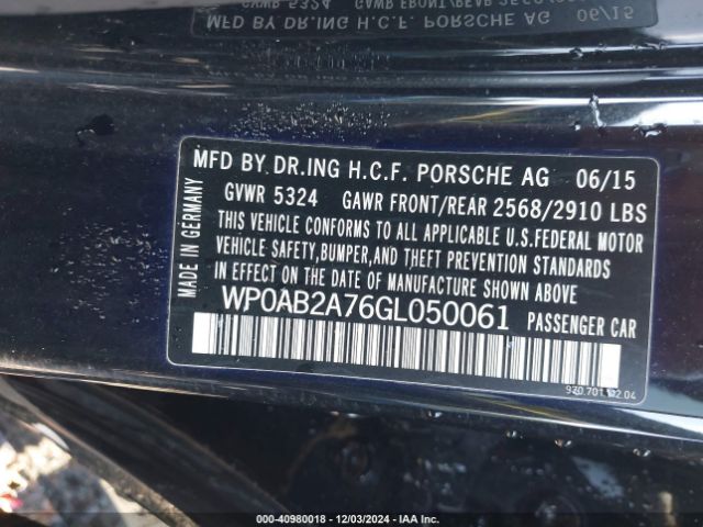 2016 PORSCHE PANAMERA WP0AB2A76GL050061 Photo 8