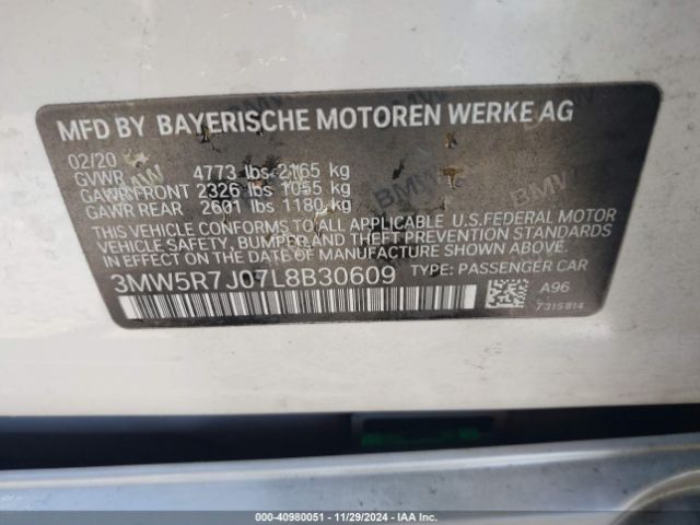 3MW5R7J07L8B30609 BMW 330i Xdrive