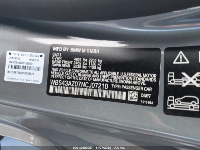WBS43AZ07NCJ07210 BMW M4 Competition Xdrive