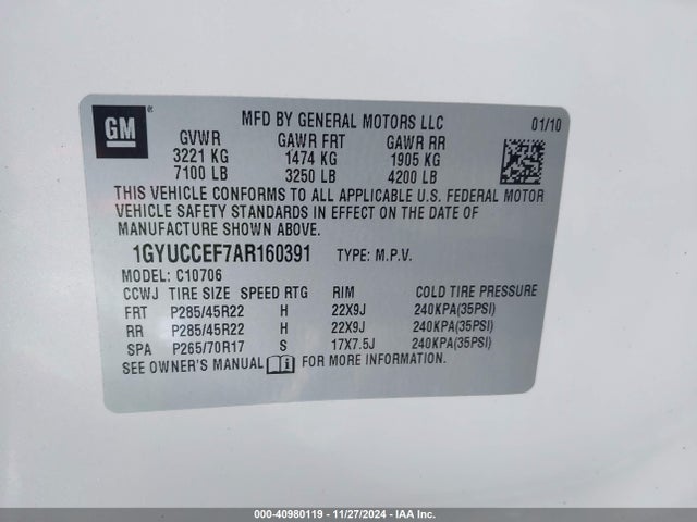 2010 CADILLAC ESCALADE 1GYUCCEF7AR160391 Photo 8