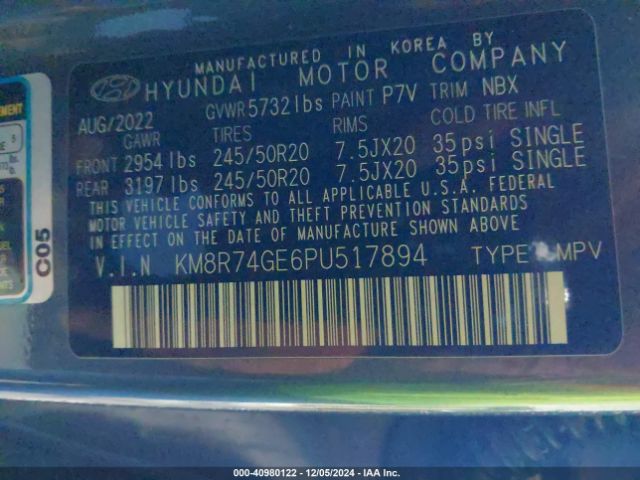 KM8R74GE6PU517894 Hyundai Palisade Calligraphy