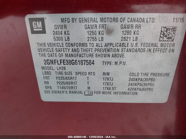 Chevrolet EQUINOX LT 2016 2GNFLFE38G6187584 Image 9