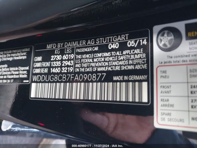 WDDUG8CB7FA090877 Mercedes-Benz S 550