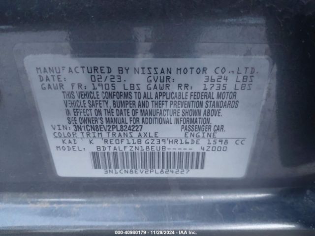 3N1CN8EV2PL824227 Nissan Versa 1.6 Sv Xtronic Cvt