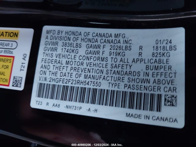 Honda Civic Lx 2024 2HGFE2F23RH547550 Image 9