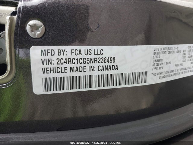 2C4RC1CG5NR238498 Chrysler Voyager Lx