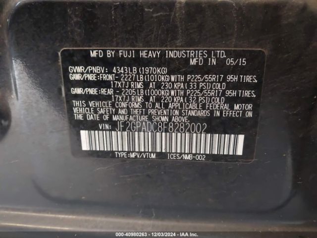 JF2GPADC8F8282002 Subaru Xv Crosstrek 2.0i Premium
