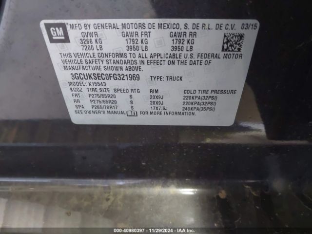3GCUKSEC0FG321969 Chevrolet Silverado 1500 1lz