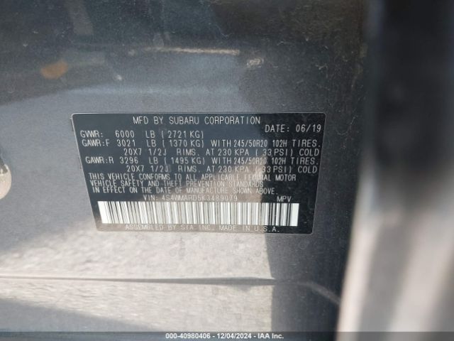 4S4WMARD5K3489079 Subaru Ascent Touring