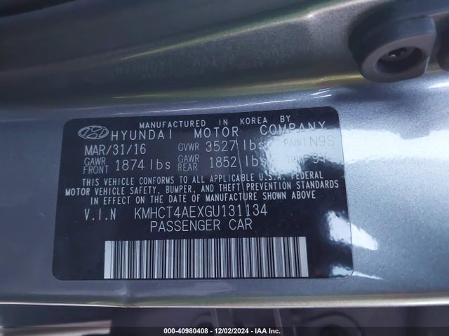 Hyundai ACCENT SE 2016 KMHCT4AEXGU131134 Image 9