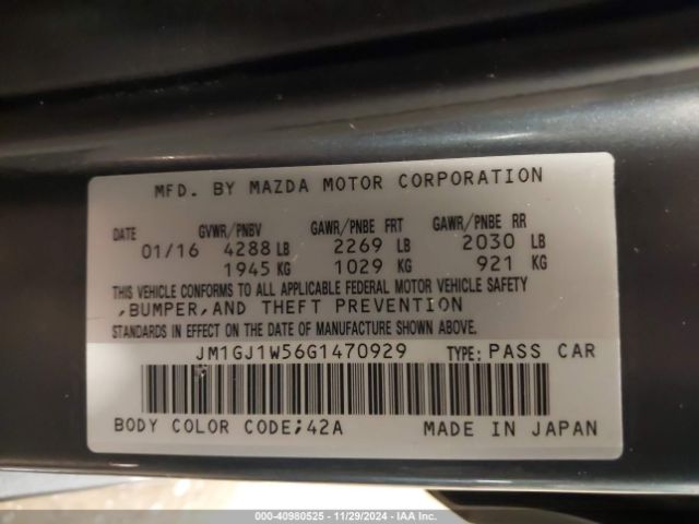 JM1GJ1W56G1470929 Mazda Mazda6 I Grand Touring