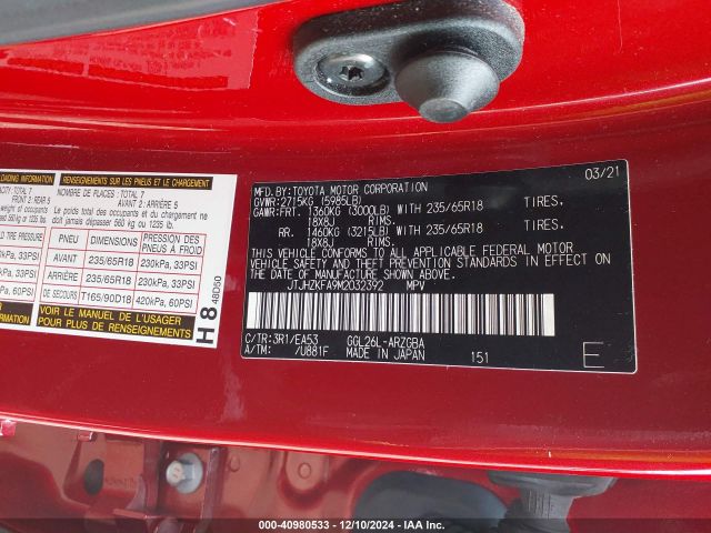 JTJHZKFA9M2032392 Lexus Rx 350l