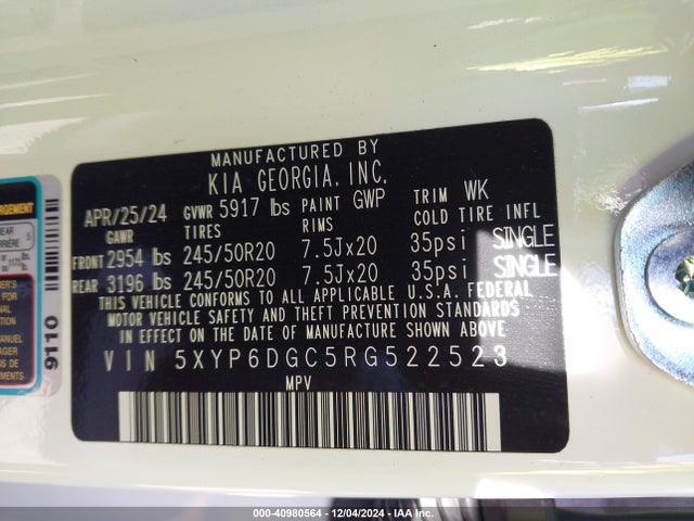 KIA Telluride S 2024 5XYP6DGC5RG522523 Image 9