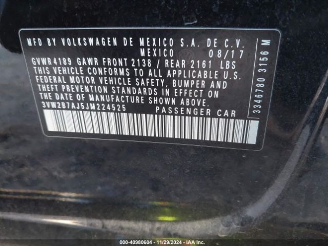 3VW2B7AJ5JM224525 Volkswagen Jetta 1.4t S