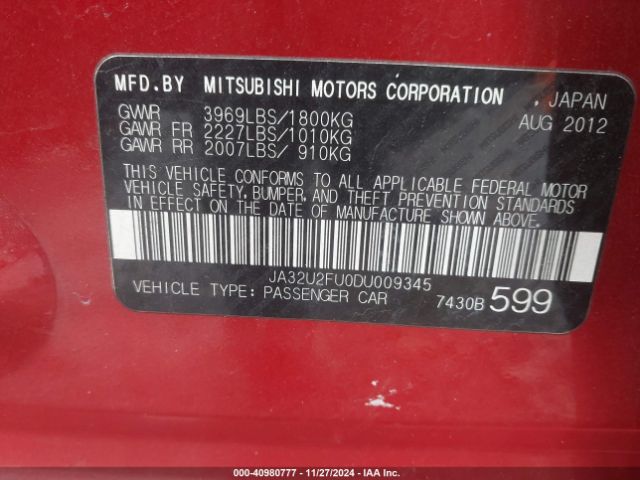 2013 MITSUBISHI LANCER JA32U2FU0DU009345 Photo 8