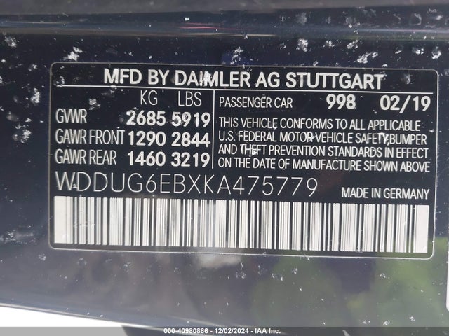 WDDUG6EBXKA475779 Mercedes-Benz S 450 4matic