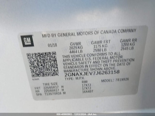 Chevrolet EQUINOX LT 2018 2GNAXJEV7J6263158 Image 9