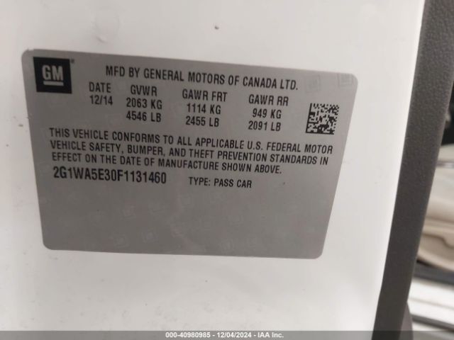 2G1WA5E30F1131460 Chevrolet Impala Limited Ls