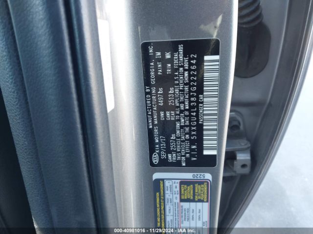 5XXGU4L38JG222642 KIA OPTIMA EX