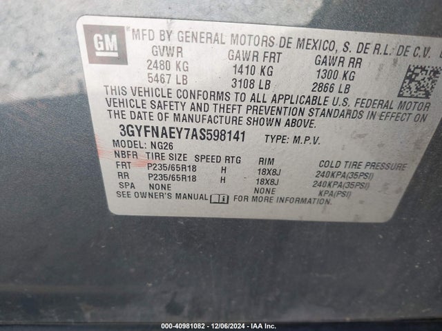 2010 CADILLAC SRX 3GYFNAEY7AS598141 Photo 8