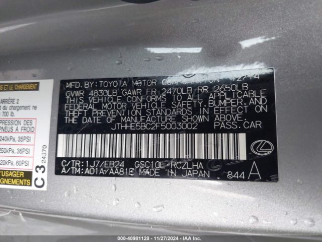 JTHHE5BC2F5003002 Lexus RC 350
