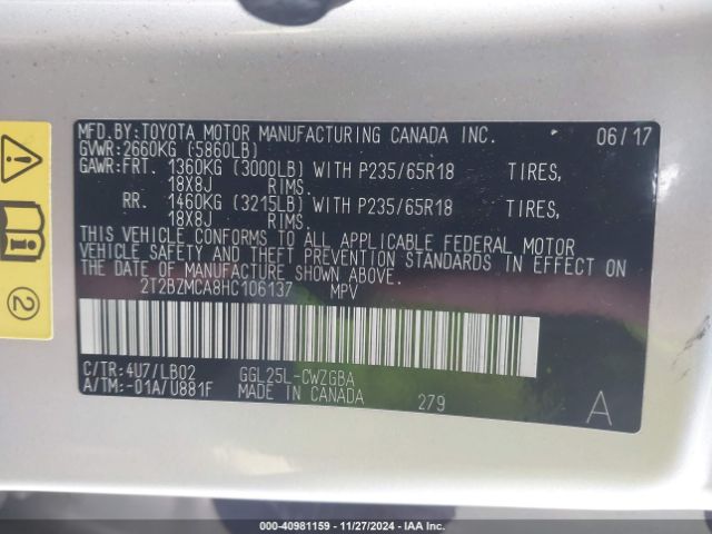 2T2BZMCA8HC106137 Lexus Rx 350 F Sport