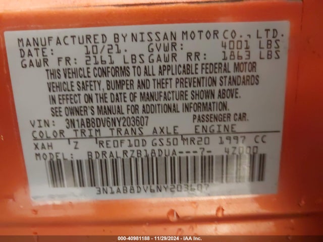 Nissan Sentra Sr Xtronic Cvt 2022 3N1AB8DV6NY203607 Image 9