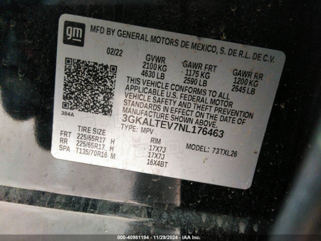 3GKALTEV7NL176463 GMC Terrain Awd Sle