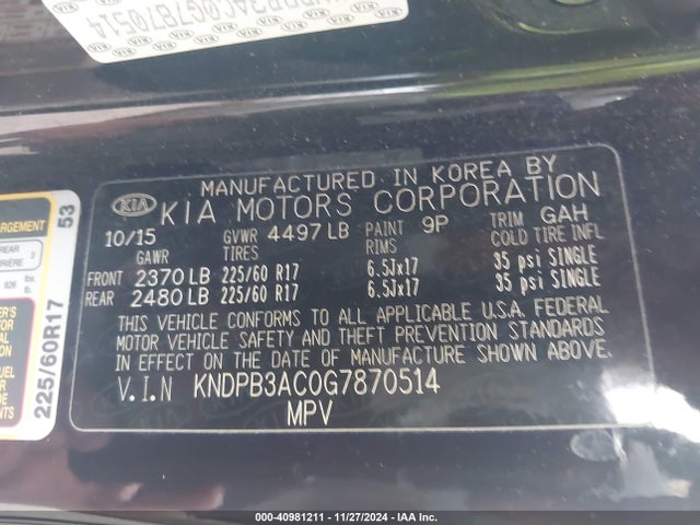 KIA Sportage Lx 2016 KNDPB3AC0G7870514 Image 9