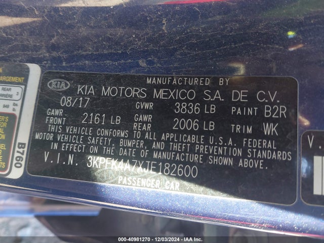 KIA FORTE LX 2018 3KPFK4A7XJE182600 Image 9