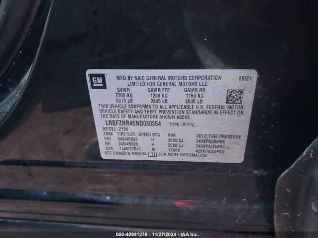LRBFZNR45ND030354 Buick Envision Fwd Essence