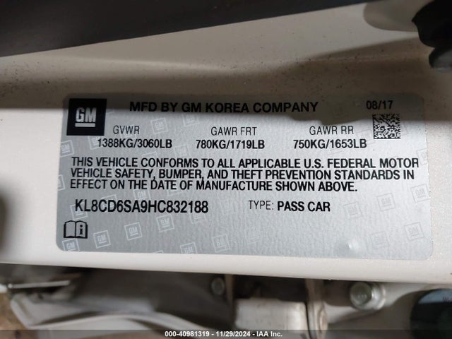 Chevrolet Spark 1lt Cvt 2017 KL8CD6SA9HC832188 Image 9