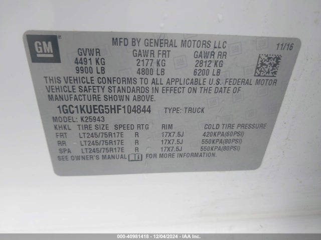 1GC1KUEG5HF104844 Chevrolet Silverado 2500hd Wt