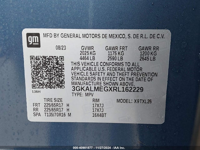 3GKALMEGXRL162229 GMC Terrain Fwd Sle